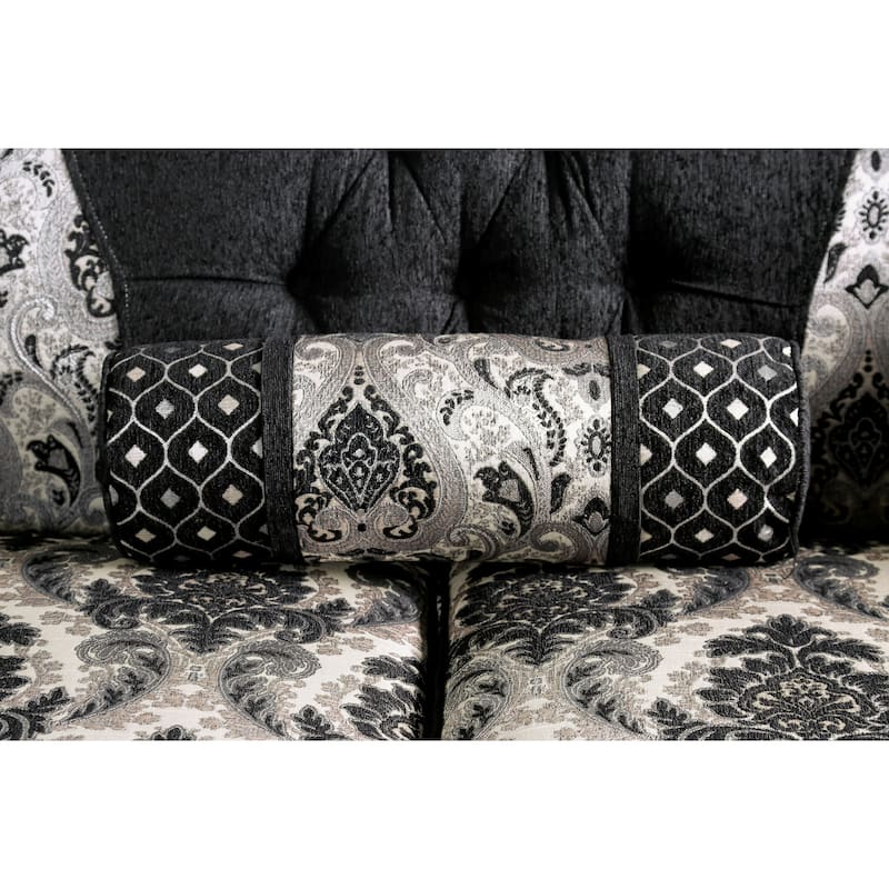Dhumketu Traditional Black Chenille Upholstered Rolled Arms Sofa by Gracewood Hollow