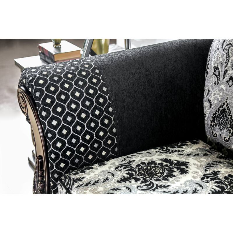 Dhumketu Traditional Black Chenille Upholstered Rolled Arms Sofa by Gracewood Hollow