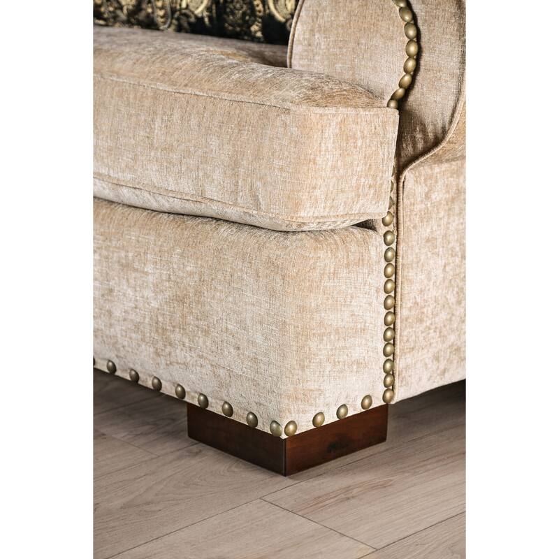 Furniture of America Dolarrai Traditional Beige Nailhead Sofa