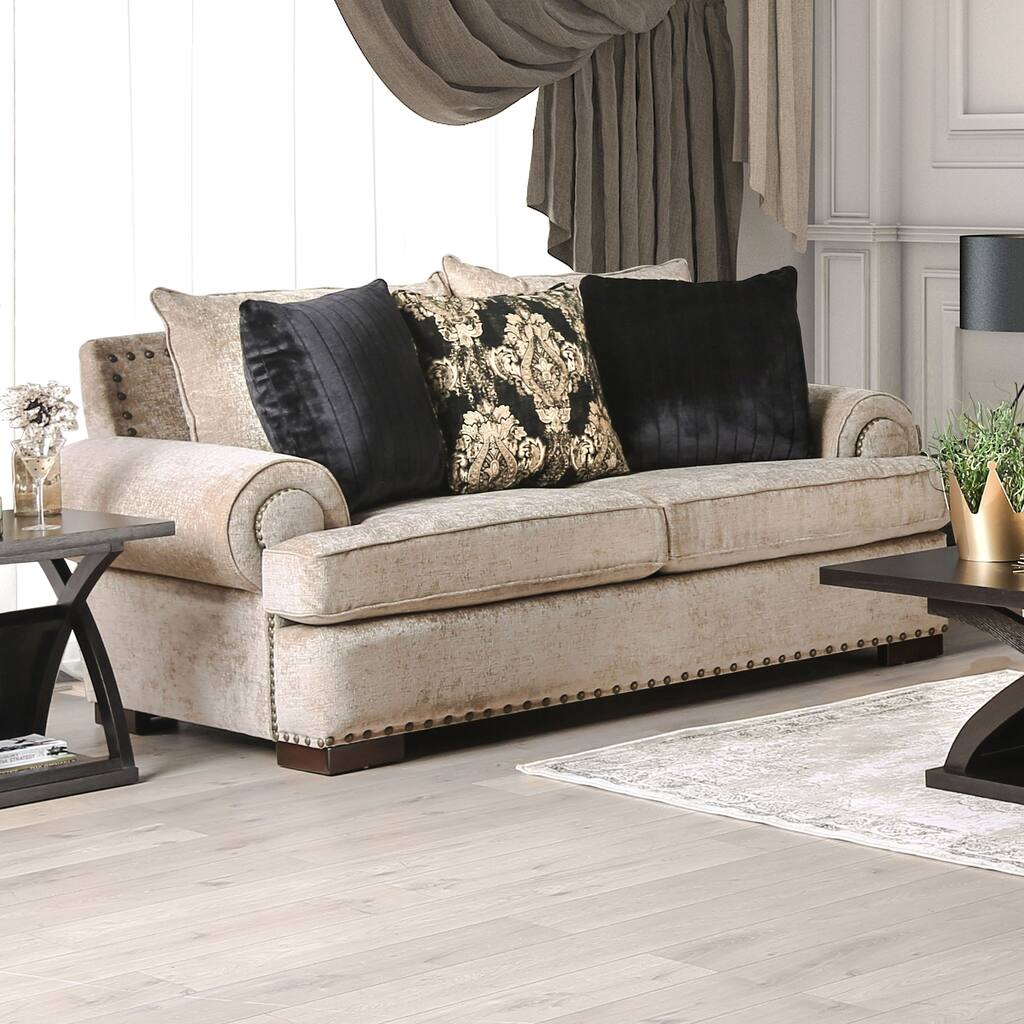 Furniture of America Dolarrai Traditional Beige Loveseat
