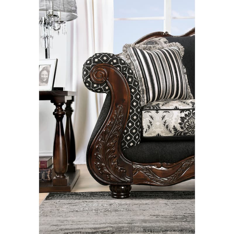 Dhumketu Traditional Black Fabric Semi-Firm Loveseat by Gracewood Hollow