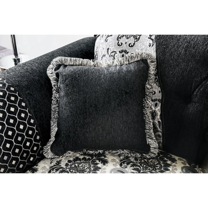 Dhumketu Traditional Black Fabric Semi-Firm Loveseat by Gracewood Hollow