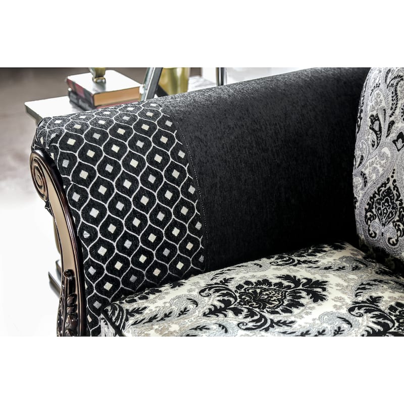Dhumketu Traditional Black Fabric Semi-Firm Loveseat by Gracewood Hollow