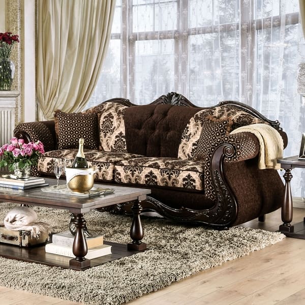 slide 2 of 9, Gracewood Hollow Dayaram Traditional Dark Brown Sofa