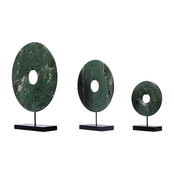 Handmade 16" Lily's Living Green Jade Disk Statue