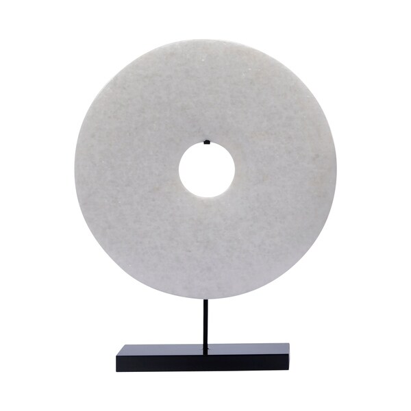 Handmade 20" Lily's Living White Jade Disk Statue