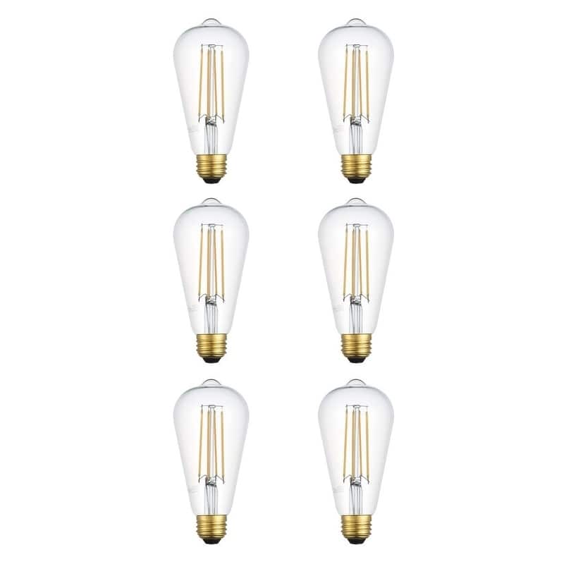 LED 3000K filament 6 watts 600 lumens ST18 light bulb - Clear - N/A