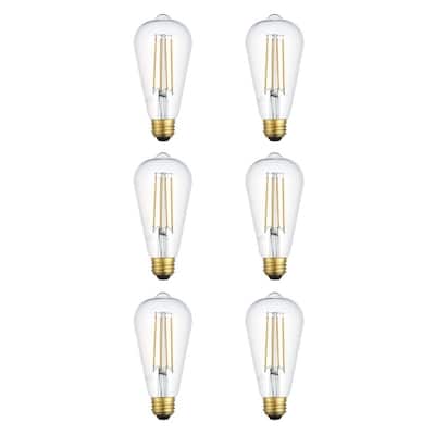 LED 3000K filament 6 watts 600 lumens ST18 light bulb - Clear - N/A