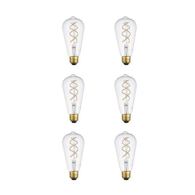 LED Decorative helix vertical 3000K filament 6 watts 420 lumens ST18 light bulb - Clear - N/A