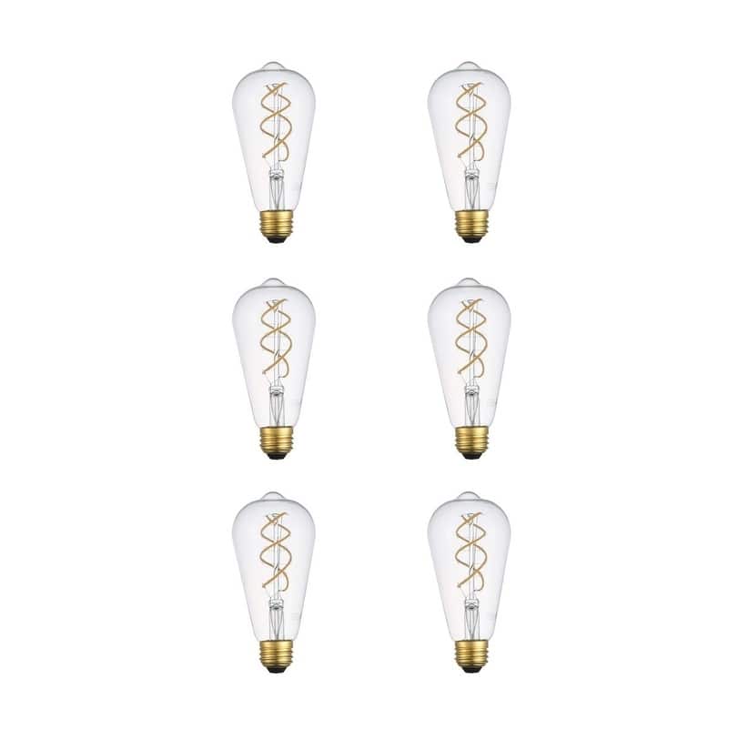 LED Decorative helix vertical 3000K filament 6 watts 420 lumens ST18 light bulb - Clear - N/A
