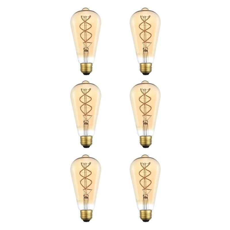 LED Decorative helix vertical 2000K nostalgic filament 6 watts 300 lumens amber tint ST18 light bulb