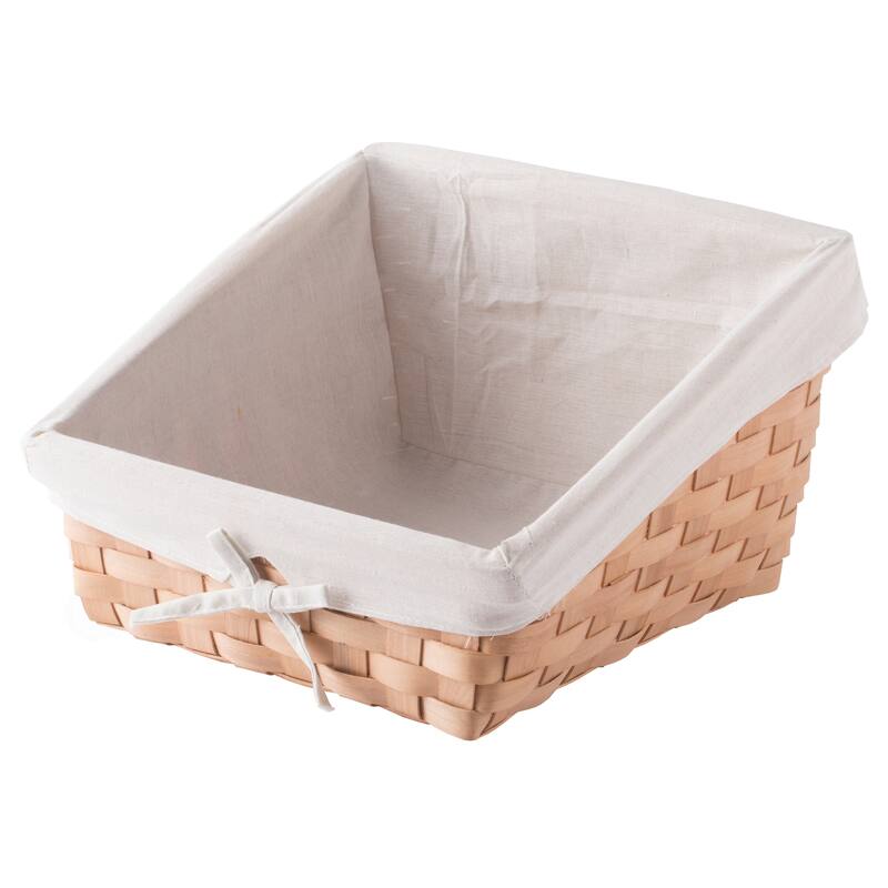 Wooden Angled Display Basket with Fabric Liner for Storage and Display - Brown
