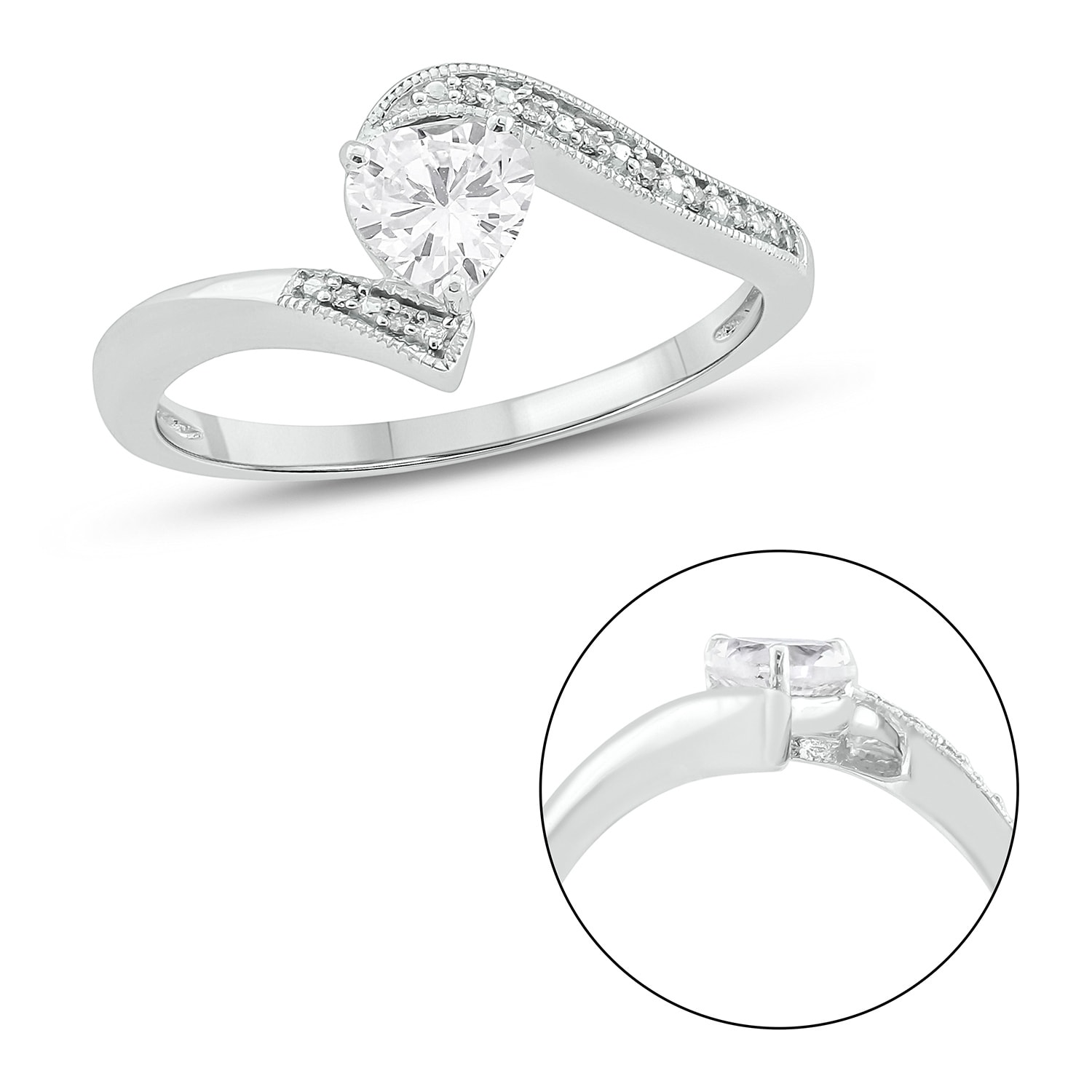 CLUSTER WEDDING RING W LAB DIAMOND ACCENTS 925 STERLING SILVER //SZ 5,6,7,8,9