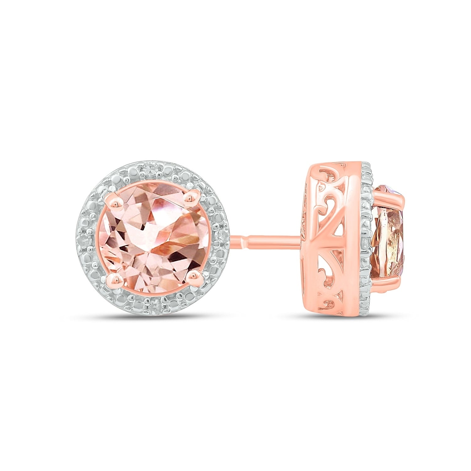 Unique 925 Sterling Silver Combo Cubic Zirconia Simulated Amethyst /& Simulated Citrine Color Round Stud Earrings 2.00 Carat Total Weight Each Pair