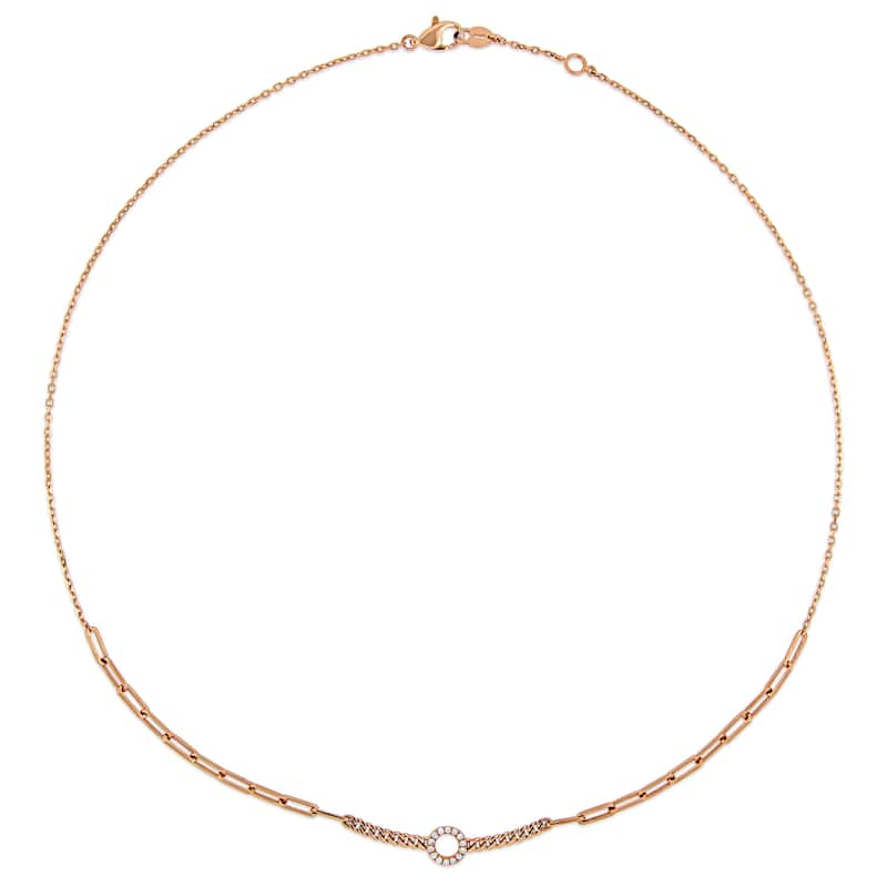 Miadora 14k Rose Gold Diamond Accent Bar Circle Center Necklace