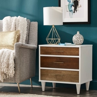Prudence White and Natural Finish 3-Drawer Nightstand from iNSPIRE Q Modern