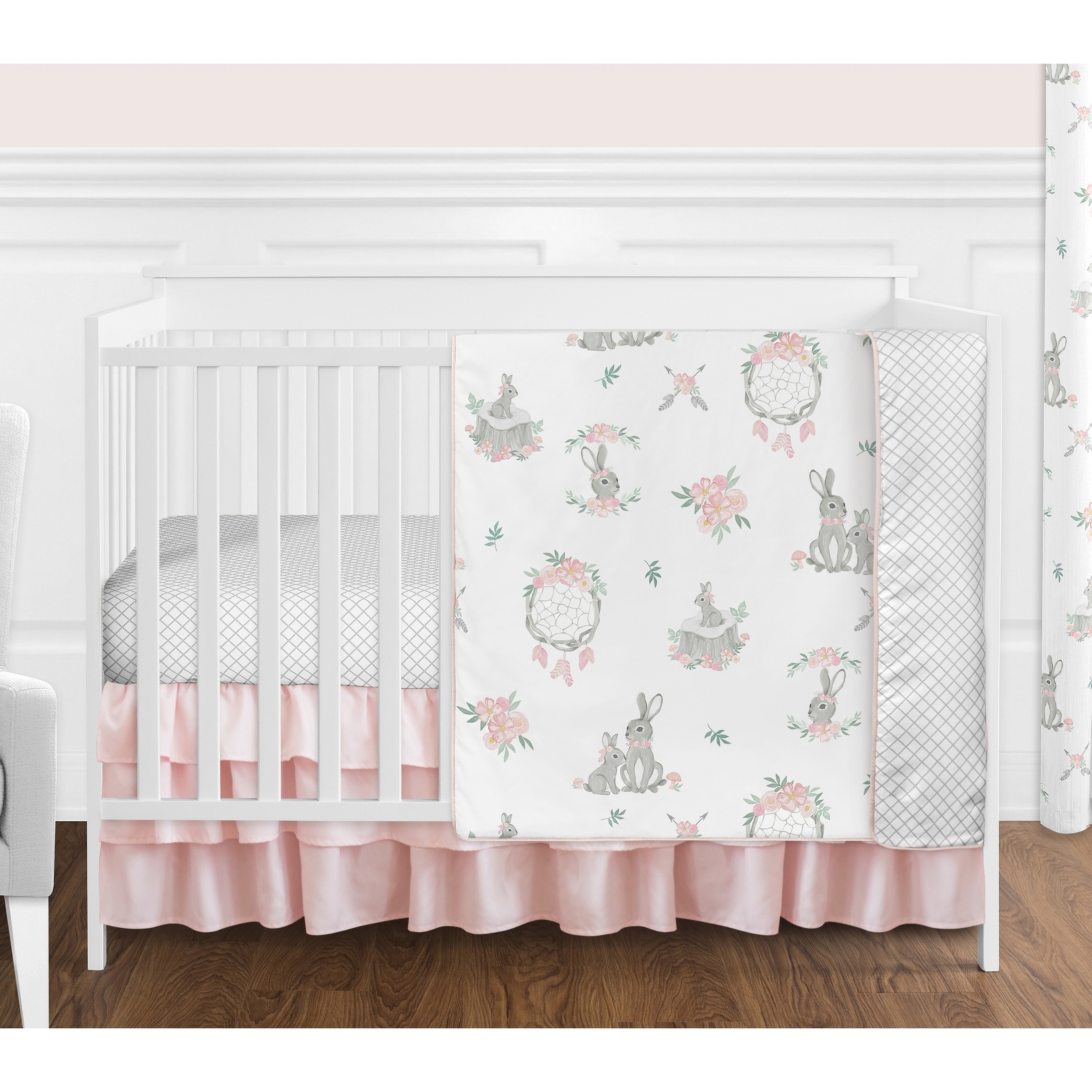 pink and grey cot bedding sets