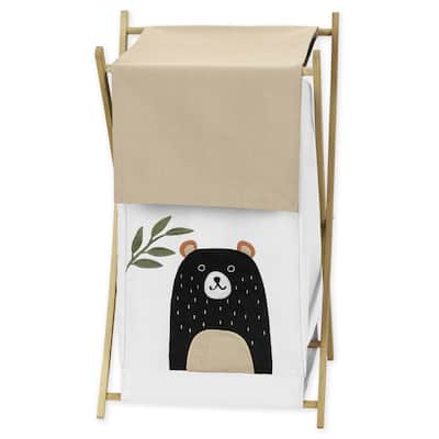 Sweet Jojo Designs Bear Forest Animal Woodland Pals Collection Laundry Hamper - Neutral Beige, Green, Black and White - Multi