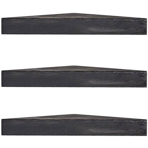 The Gray Barn Haven Rustic Wood Floating Black Corner Shelves (Set of 3)