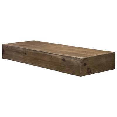 The Gray Barn Haven Walnut Brown Rustic Wood Floating Wall Shelf (Small)