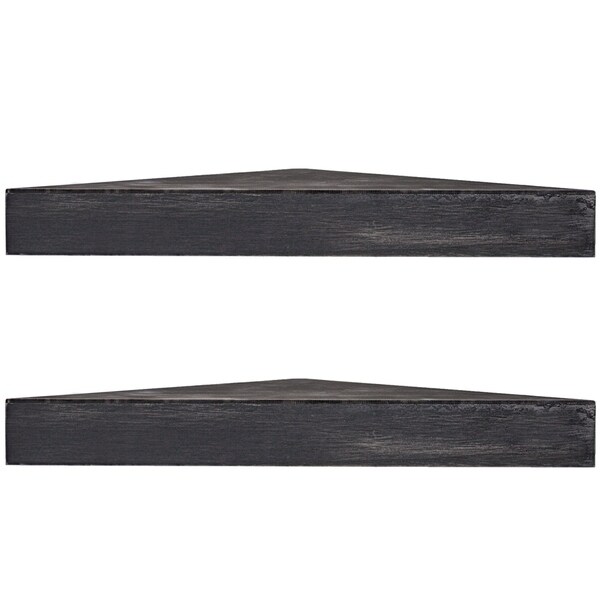 Rustic Wood Floating Corner Shelves (Set of 2) - Black