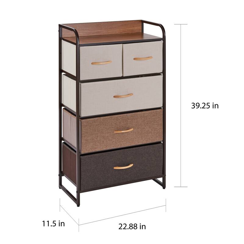 Danya B. Decorative Modern Storage Chest Dresser with 5 Fabric Drawers