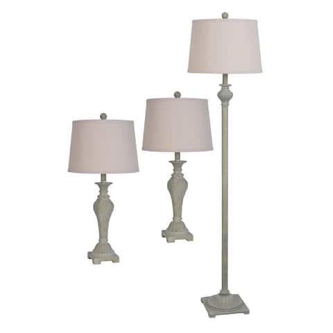 Lamps Per Se 3-pc. Rustic Goldtone/Grey Lamps (1 Floor; 2 Table) - N/A
