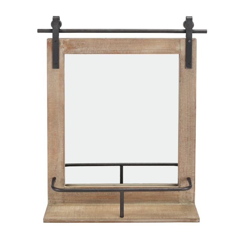 Danya B. Rustic Barn Door Wall Vanity Mirror with Shelf