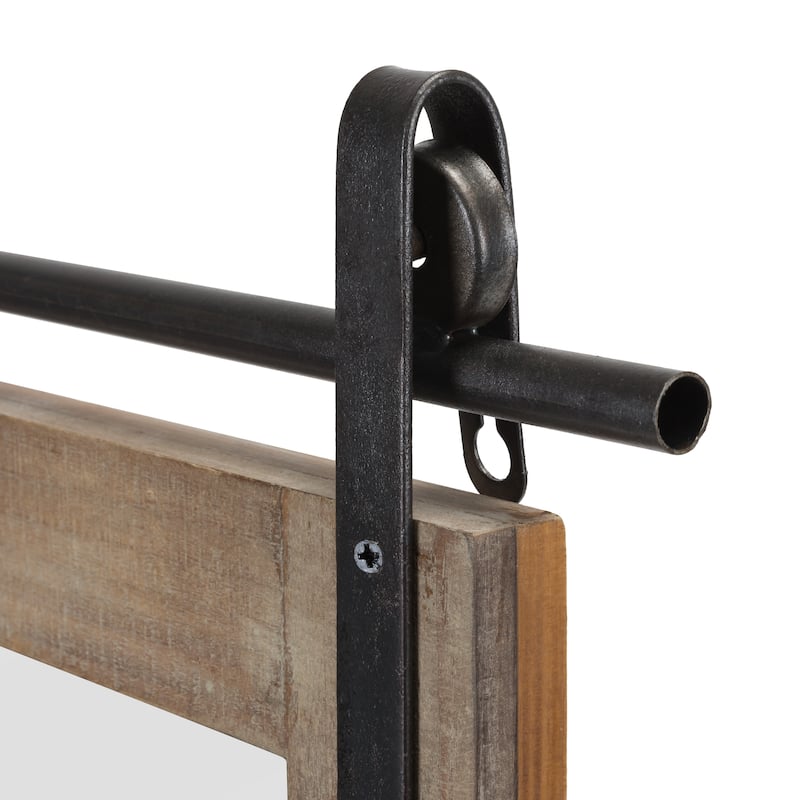 Danya B. Rustic Barn Door Wall Vanity Mirror with Shelf