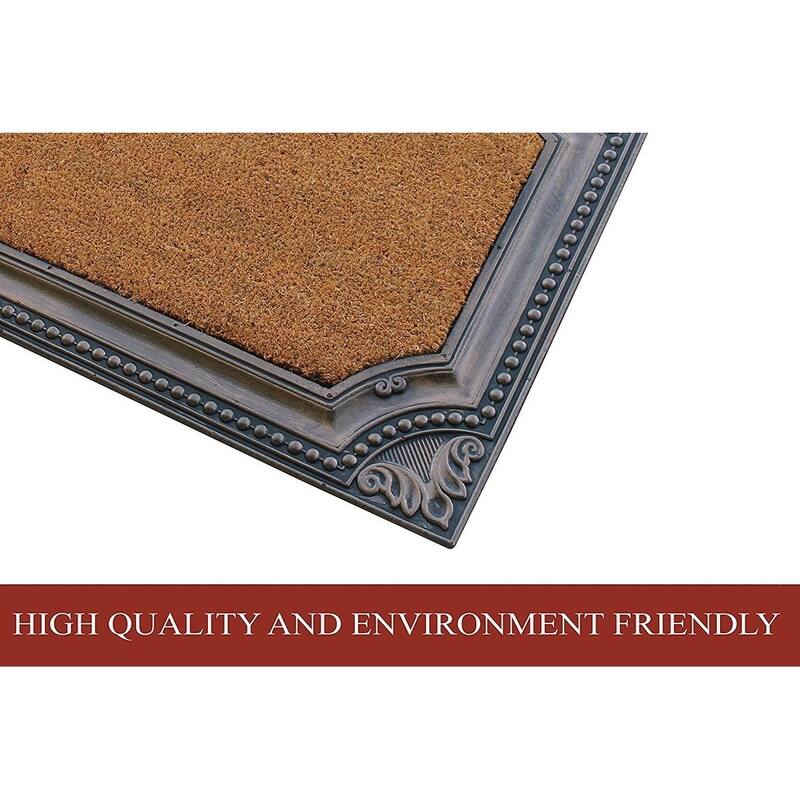 A1HC Rubber Coir Angela Heavy Duty Floral Border Doormat 24"x39" Bed