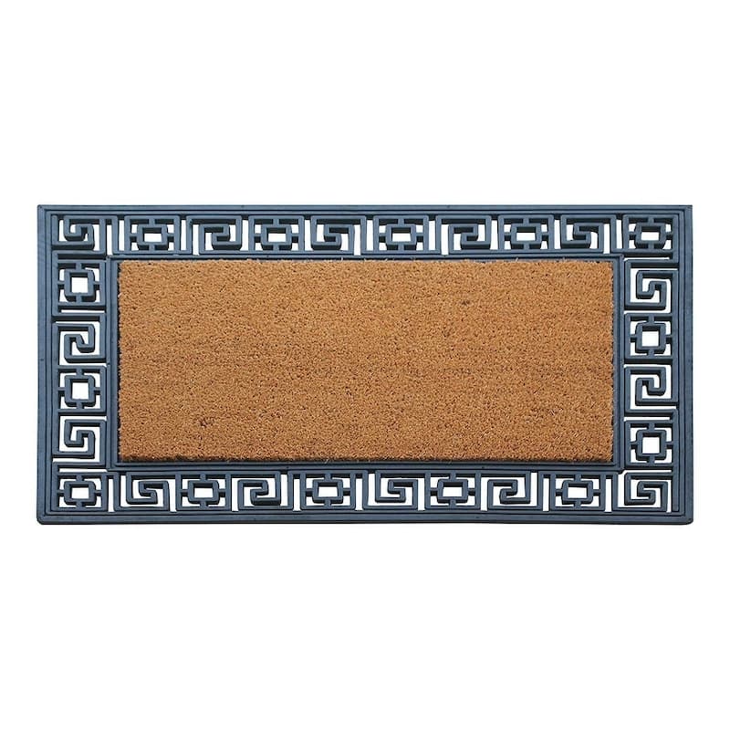 A1HC Rubber Coir Greek Key Border Tray Mat ,Outdoor Doormat 24" X 36"