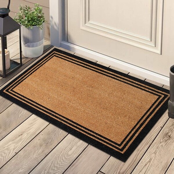 A1HC Natural Coir Monogrammed Picture Frame Door Mat For Front Door, Anti-Shed Treated Durable Doormat for Outdoor shops Entrance, 24