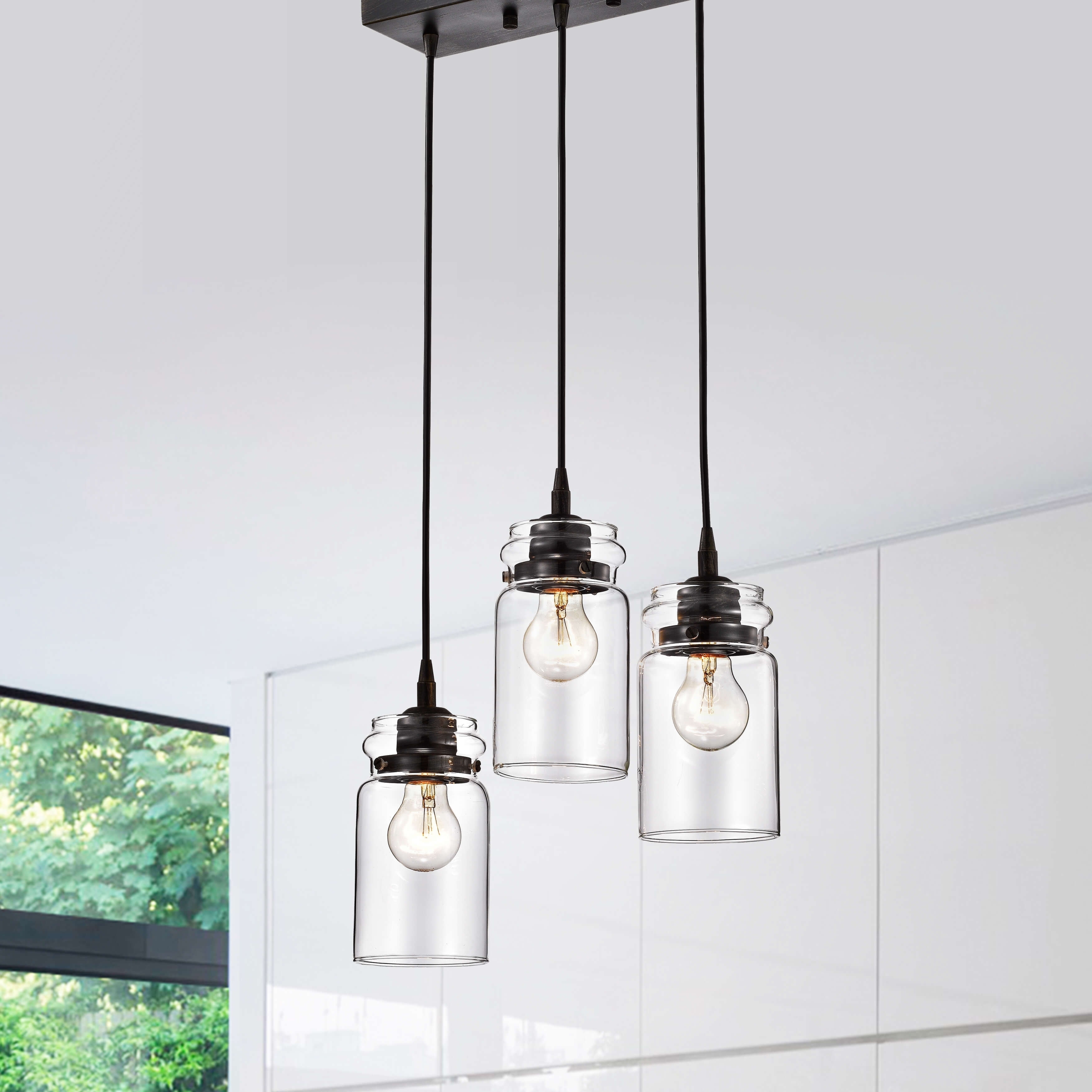 Anastasia Antique Black 3-Light Clear Glass Shade Cluster Pendant - N/A - Chandeliers For Bedrooms by Overstock.com