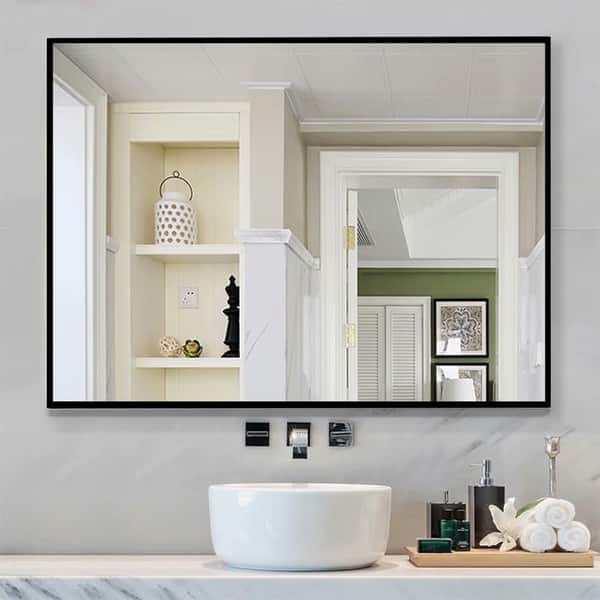 Black Large Rectangle Bathroom Wall Mounted Vanity Mirror Black Large Rectangle Bathroom