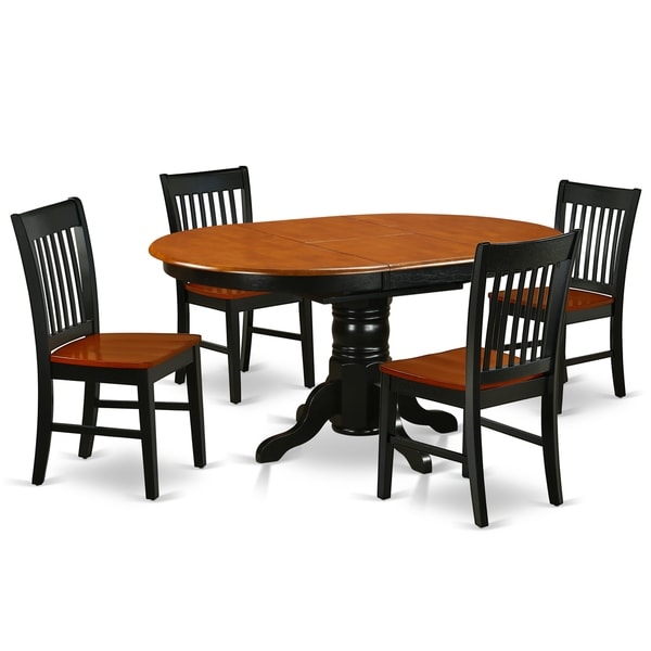 Shop Oval 42/60 Inch Table and 4 Wood Seat Chairs in Black and Cherry ...