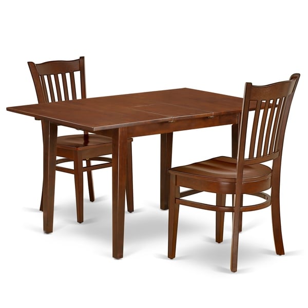 Rectangle 42/53.5 Inch Table and Wood Seat Kitchen Chairs in Mahogany Finish (Number of Chairs Option)