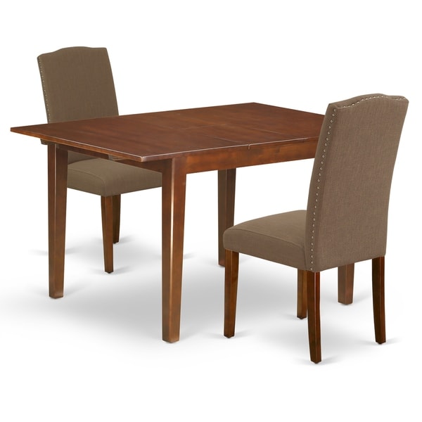 Rectangle 42/53.5 Inch Table and Parson Chairs in Dark Coffee Linen Fabric (Number of Chairs Option)