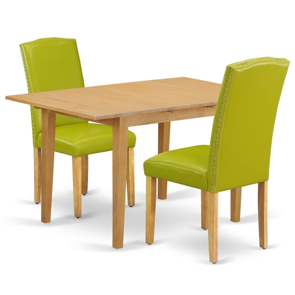Rectangle 42/53.5 Inch Table and Parson Chairs in Autumn Green PU Leather (Number of Chairs Option)