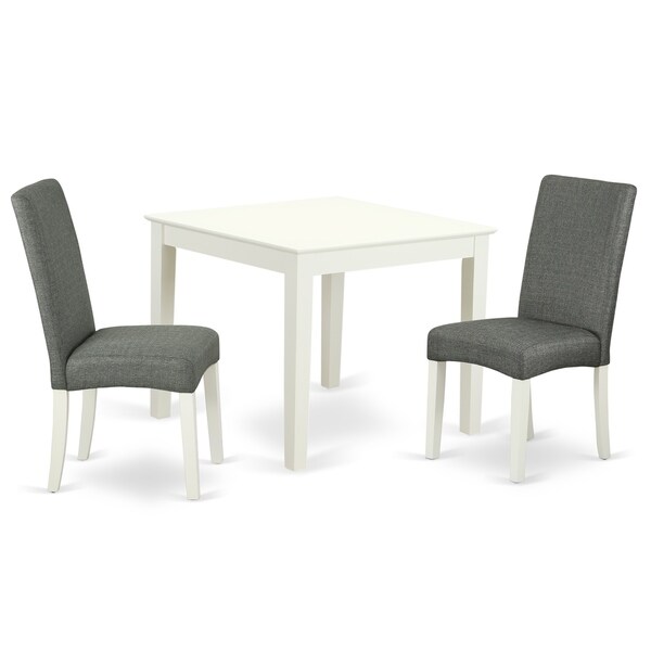 Square 36 Inch Table and Parson Chairs in Gray Linen Fabric (Number of Chairs Option)