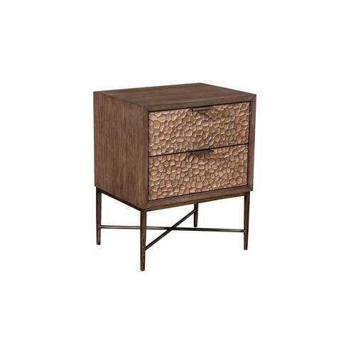 Alpine Furniture Brown Pearl 2 Drawer Nightstand, Brown Bronze