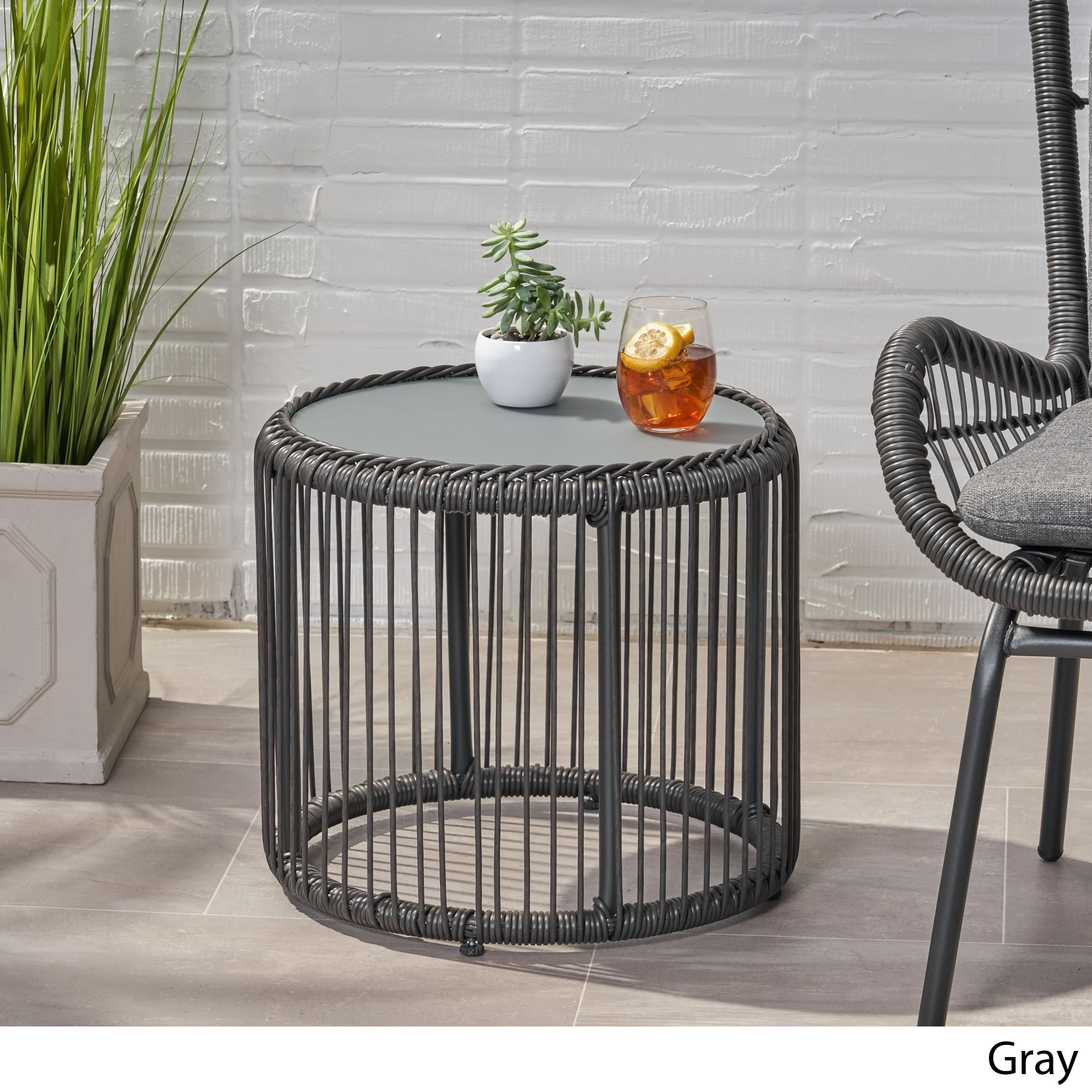 Shop Pabrico Outdoor Wicker Side Table With Tempered Glass Top By Christopher Knight Home On Sale Overstock 28987061