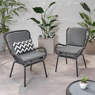 Pabrico Outdoor Wicker Club Chair with Cushions (Set of 2) by Christopher Knight Home