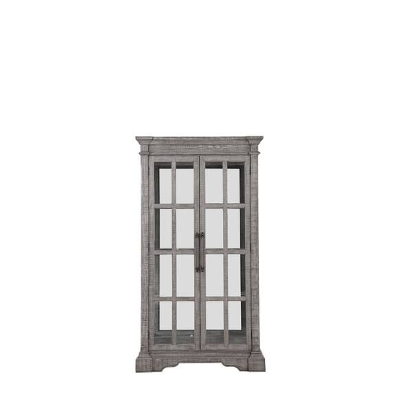Shop Wooden Curio With Double Door Glass Cabinets And 4 Shelves