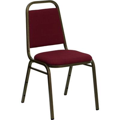 Offex Trapezoidal Back Stacking Banquet Chair with Burgundy Fabric and 1.5'' Thick Seat - Gold Vein Frame - N/A