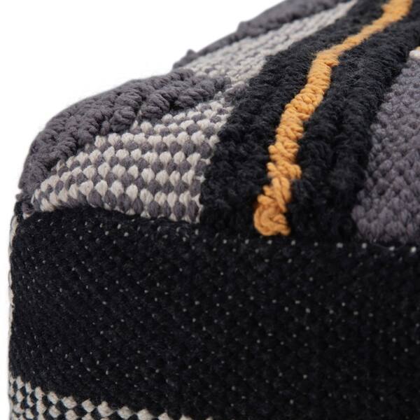 Wyndenhall Bebe Transitional Square Pouf In Black Grey White Handloom Woven Pattern As Is Item Overstock