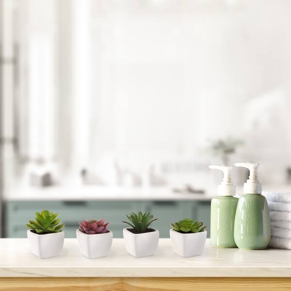 Shop Faux Succulents Set Of 4 Assorted Lifelike Plastic Greenery