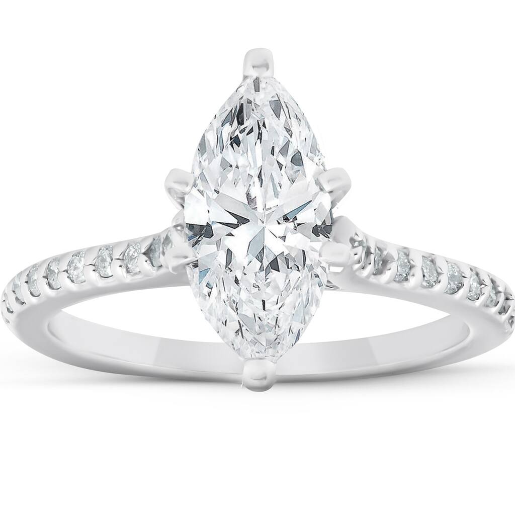 Bliss Diamond Certified 2 1/2Ct Marquise Diamond Engagement Ring Lab Grown White Gold