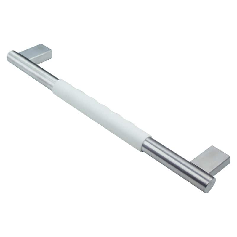 Transolid Maddox Grab Bar with White Rubber Handle - 16-in - Brushed Stainless
