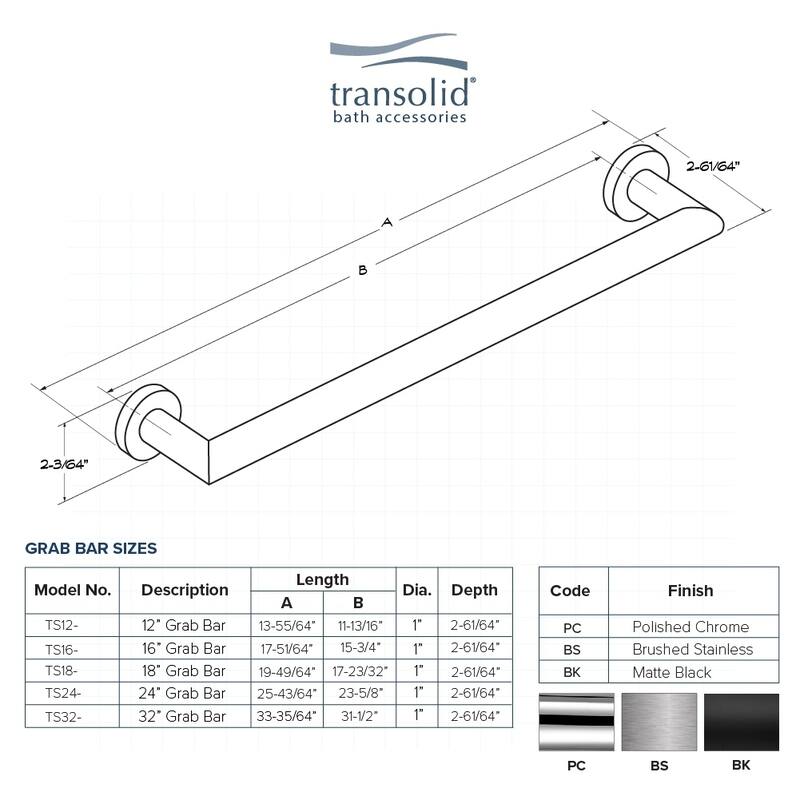 Transolid Turin Grab Bar