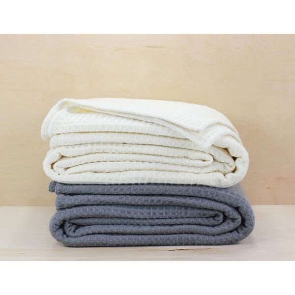 The Gray Barn Tule Wool Waffle Blanket King Size in Grey (As Is Item